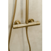 Fortifura Calvi Regendoucheset - thermostatisch - 25cm hoofddouche - staafhanddouche - Geborsteld Messing PVD (Goud) SW788000