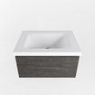 Mondiaz BUKLA Badkamermeubelset - 60x45x34cm - 1 kraangat - wasbak midden - solid surface - Talc - greeploos - 1 lade - Melamine - Dark brown SW704853