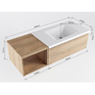 Mondiaz BUKLA Badkamermeubelset - 120x45x34cm - 0 kraangaten - wasbak rechts - solid surface - Urban - greeploos - 1 lade - Melamine - Washed Oak SHOWROOMMODEL SHOW21442