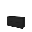 Proline Top badkamermeubelset - 120x46x63.2cm - wastafelblad - 4 laden - a symmetrisch - MDF lak zwart mat (scheur in lade en lak schade) OUTLETSTORE STORE29016