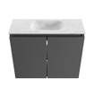 MONDIAZ TURE-DLUX 60cm toiletmeubel Dark Grey. EDEN wastafel Opalo positie midden. Met 1 kraangat. SW1104256