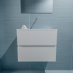 MONDIAZ ADA Toiletmeubel - 60x30x50cm - 0 kraangaten - 2 lades - talc mat - wasbak midden - Solid surface - Wit SW472499