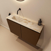 MONDIAZ TURE-DLUX 80cm toiletmeubel Rust. EDEN wastafel Frappe positie links. Zonder kraangat. SW1102989