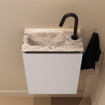 MONDIAZ TURE-DLUX 40cm toiletmeubel Linen. EDEN wastafel Glace positie links. Met 1 kraangat. SW1103360