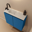 MONDIAZ TURE-DLUX 60cm toiletmeubel Jeans. EDEN wastafel Opalo positie links. Met 1 kraangat. SW1104353