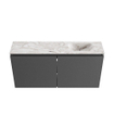 MONDIAZ TURE-DLUX 100cm toiletmeubel Dark Grey. EDEN wastafel Glace positie rechts. Zonder kraangat. SW1103234
