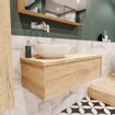 MONDIAZ LUSH Badkamermeubelset - 100cm - 1 lade - wastafel BARCO - wasbak links - 0 kraangaten - washed oak SW409550