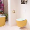 MONDIAZ LAVIE wandclosetpack - 36x53cm - diepspoel - rimless - Ocher (geel) - softclose - quick-release - toiletzitting - Greey (grijs) SW1208786
