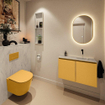 MONDIAZ TURE-DLUX 80cm toiletmeubel Ocher. EDEN wastafel Opalo positie rechts. Zonder kraangat. SW1104403