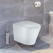 QeramiQ Dely toiletset - 36.3x51.7cm - Geberit UP320 inbouwreservoir - softclose zitting - bedieningsplaat messing geborsteld - rechthoekige knoppen - wit SW804662