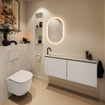 MONDIAZ TURE-DLUX 120cm toiletmeubel Linen. EDEN wastafel Opalo positie links. Met 1 kraangat. SW1104396
