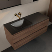 Mondiaz Aivy badmeubelset - 120x45x50cm - 0 kraangaten - 1 wasbak urban Solid surface - Links - 2 lades - Met spiegel - Melamine Mocha SW892167