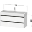 Duravit Ketho 2 wastafelonderbouwkast met 2 laden voor enkele wastafel 118.4x46x54.9cm met grepen antraciet eiken zwart mat SW772884