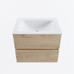 MONDIAZ VICA 60cm badmeubel onderkast Washed Oak 2 lades. Wastafel CLOUD midden zonder kraangat, kleur Talc. SW1381962