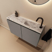 MONDIAZ TURE-DLUX 80cm toiletmeubel Smoke. EDEN wastafel Glace positie rechts. Met 1 kraangat. SW1103566