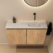 MONDIAZ TURE-DLUX 80cm toiletmeubel Washed Oak. EDEN wastafel Opalo positie rechts. Zonder kraangat. SW1104608
