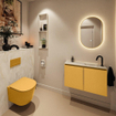 MONDIAZ TURE-DLUX 80cm toiletmeubel Ocher. EDEN wastafel Ostra positie rechts. Met 1 kraangat. SW1104996