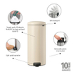 Brabantia NewIcon Pedaalemmer - 30 liter - kunststof binnenemmer - soft beige SW1026541