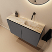 MONDIAZ TURE-DLUX 80cm toiletmeubel Dark Grey. EDEN wastafel Frappe positie rechts. Zonder kraangat. SW1102745