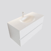 MONDIAZ VICA Badkamermeubelset - 100cm - 2 lades - wasbak Moon midden - 1 kraangat - solid surface talc SW409699