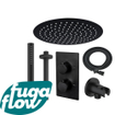 FugaFlow Eccelente Sobrado Badkamer inbouw regendoucheset met thermostaat 25cm plafondarm hoofddouche incl. staaf handdouche zwart mat SW1124118