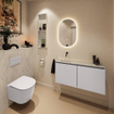 MONDIAZ TURE-DLUX 100cm toiletmeubel Cale. EDEN wastafel Opalo positie links. Zonder kraangat. SW1104263