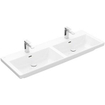 Villeroy & Boch Subway 3.0 meubelwastafel 130x47x16.5cm Rechthoek 2 kraangaten 2 wasbakken met overloopgat Wit Alpin glans Ceramic+ SW701123