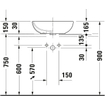 Duravit Foster opbouw wastafel 49.5x35cm met overloop wit 0290466