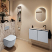 MONDIAZ TURE-DLUX 80cm toiletmeubel Clay. EDEN wastafel Glace positie rechts. Met 1 kraangat. SW1103205