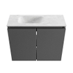 MONDIAZ TURE-DLUX 60cm toiletmeubel Dark Grey. EDEN wastafel Opalo positie links. Zonder kraangat. SW1104333