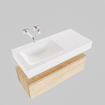 MONDIAZ ALAN 100cm - onderkast - washed oak - 1 lade - vrijhangende wastafel - wasbak links - 0 kraangaten - talc SW408549