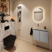 MONDIAZ TURE-DLUX 60cm toiletmeubel Plata. EDEN wastafel Glace positie links. Zonder kraangat. SW1103441