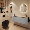 MONDIAZ TURE-DLUX 120cm toiletmeubel Plata. EDEN wastafel Frappe positie rechts. Met 1 kraangat. SW1102940