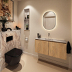 MONDIAZ TURE-DLUX 100cm toiletmeubel Washed Oak. EDEN wastafel Glace positie midden. Zonder kraangat. SW1103586