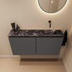 MONDIAZ TURE-DLUX 100cm toiletmeubel Dark Grey. EDEN wastafel Lava positie rechts. Zonder kraangat. SW1103797