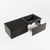 Mondiaz BUKLA badkamermeubelset 120x45x34cm 0 kraangaten wasbak rechts solid surface Urban greeploos 2 lades met softclose Melamine Dark brown SW704954