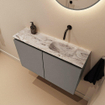 MONDIAZ TURE-DLUX 80cm toiletmeubel Smoke. EDEN wastafel Glace positie rechts. Zonder kraangat. SW1103593