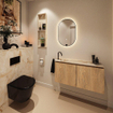 MONDIAZ TURE-DLUX 100cm toiletmeubel Washed Oak. EDEN wastafel Frappe positie links. Met 1 kraangat. SW1103082
