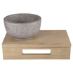 Differnz fonteinset - 40x21x10cm - Rechthoek - 0 kraangaten - grijs/grof terazzo waskom - Hout licht eiken SW794632