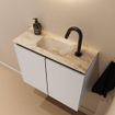MONDIAZ TURE-DLUX 60cm toiletmeubel Linen. EDEN wastafel Frappe positie midden. Met 1 kraangat. SW1102844