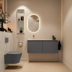MONDIAZ TURE-DLUX 120cm toiletmeubel Dark Grey. EDEN wastafel Opalo positie links. Zonder kraangat. SW1104275