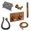 BRAUER Copper Edition thermostatische inbouw badkraan - drukknoppen SET 03 - badvulcombinatie - staaf handdouche - doucheslang - wandaansluitbocht - koper geborsteld PVD SW925589