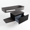 MONDIAZ RIVA Badkamermeubelset - 100x50x30cm - 1 lade - MDF Urban mat - push to open - 1 kraangat - wasbak rechts - solid surface darkgrey SW702626