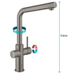 GROHE Blue Home Keukenkraan - L-Uitloop - 1-gats - filterfunctie - plat licht en bruisend water - hard graphite geborsteld SW354696
