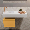 MONDIAZ ANDOR Toiletmeubel - 80x30x30cm - 1 kraangat - 1 lades - ocher mat - wasbak links - Solid surface - Wit SHOWROOMMODEL SHOW22110