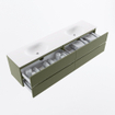 Mondiaz VICA Badkamermeubelset - 200cm - army - 4 lades - Wastafel MOON - dubbel zonder kraangat - kleur talc - XL versie 60cm hoog SW1189230