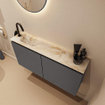 MONDIAZ TURE-DLUX 100cm toiletmeubel Dark Grey. EDEN wastafel Frappe positie links. Met 1 kraangat. SW1102755