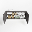 Mondiaz Fowy Toiletmeubel - 80x50x23cm - urban mat - 0 kraangaten - wasbak rechts - 2 deuren - solid surface - blad MDF - wasbak: wit SW760926