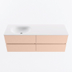 MONDIAZ VICA Badkamermeubelset - 140cm - onderkast rosee - 4 lades - wastafel moon links - 1 kraangat - 60cm hoge versie - talc SW1080378