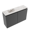MONDIAZ TURE-DLUX 80cm toiletmeubel Dark Grey. EDEN wastafel Glace positie links. Zonder kraangat. SW1103249